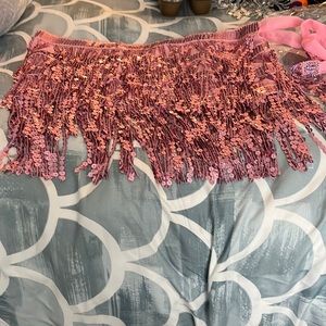 Sequin Skirt Fringe Skirt Belly Dance Hip Skirt Rave Party Costume Sparkle Skirt